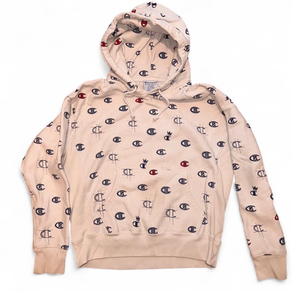Champion White Hoodie with Logo Design